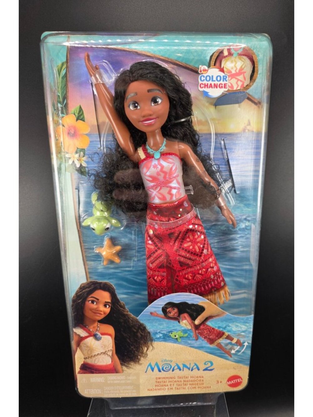 Disney Moana 2 Doll Swimming Tautai Moana Mattel Color Change Feature New